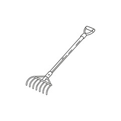 A-garden-rake-with-a-wooden-handle-and-metal-tines vector art.