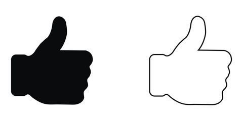 Silhouette thumbs up , like icon vector
