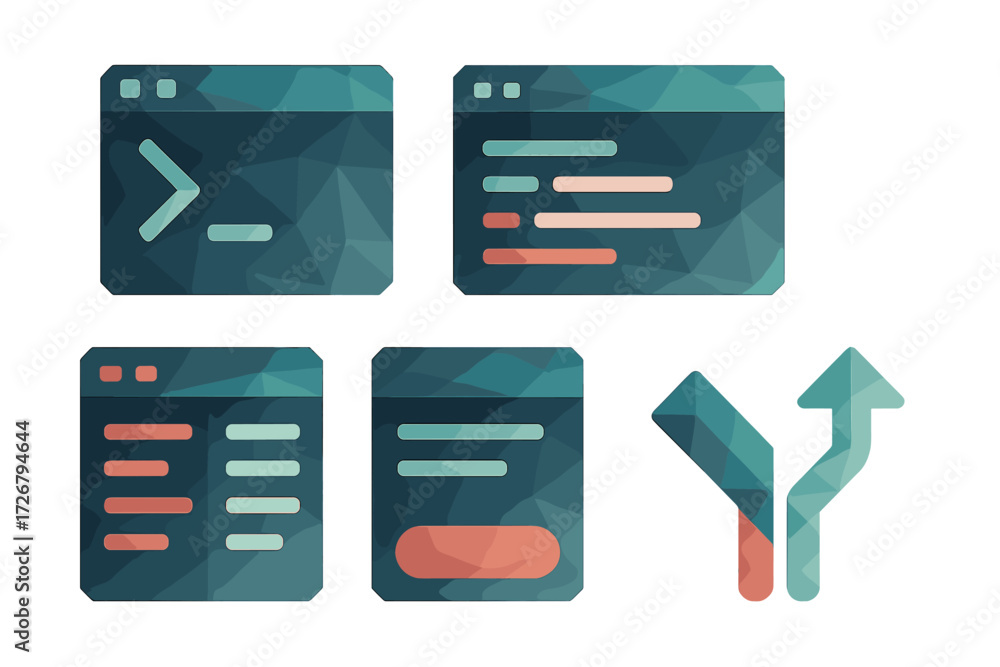 Aufkleber abstract geometric user interface elements and icons for programming, web development, and applicati