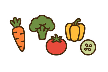 Colorful collection of fresh healthy garden vegetables including carrot broccoli tomato bell pepper and cucumber