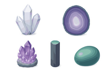 Collection of various natural crystals, polished gemstones, and raw mineral formations for spiritual and decorative purposes