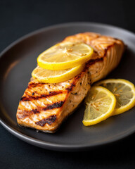 Grilled salmon with lemons