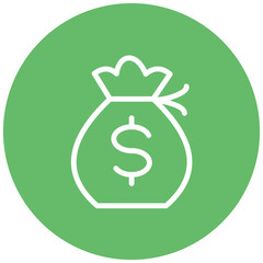 Money Bag Line Icon Style