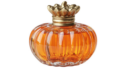 Potion bottle shaped like pumpkin, isolated on transparent background 