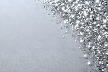 Obraz premium Silver star glitter scattered on white stars sparkling