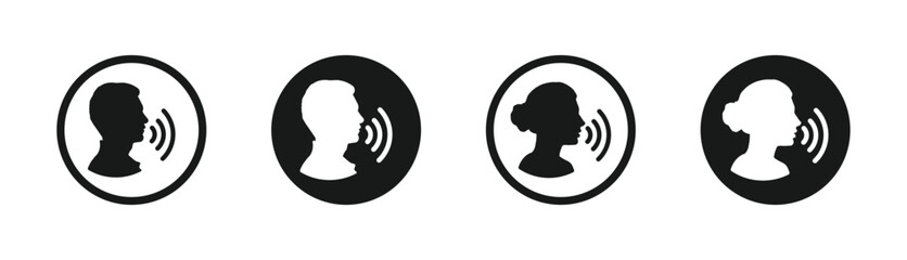 Podcast vector icon. Person speaking sign. Voice vector illustration