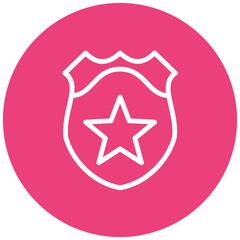Police Badge Line Icon Style