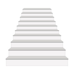 Front view of white stairs in minimal style. Blank mockup platform or podium template for product display, Abstract 3D Pyramid Stair Steps Level Business Growth or Progress Concept