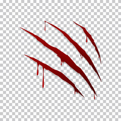 Bloody Scratch Marks Vector on Transparent Background