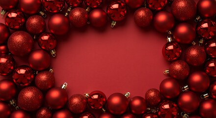 Red Christmas Ornaments Border baubles decorations