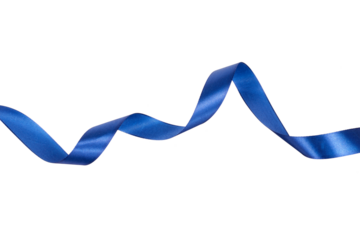 christmas blue ribbon isolated on white or transparent png