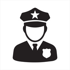 Police Officer icon silhouette vector with white background