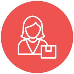 Delivery Women Line Icon Style