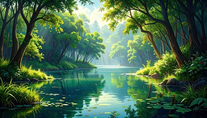 Lush forest meets tranquil river