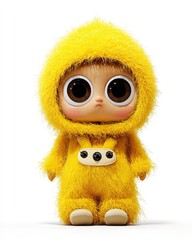 Yellow Plush Doll on White Background, Cute Children's Toy Element