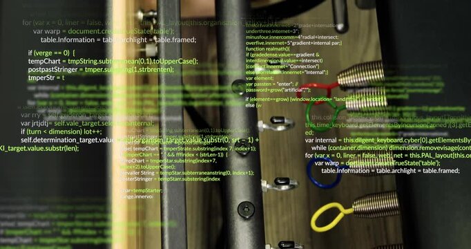 upon opening drawer rails holding colored coils, clips meeting scrolling code showing integration