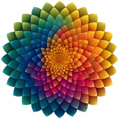 Fototapeta premium Bright rainbow sunflower mandala, colorful gradient vector, no text