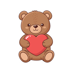 Vector illustration of a lovable teddy bear expressing love with a romantic heart