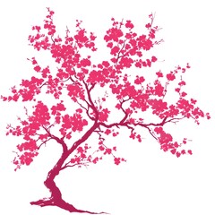 Fototapeta premium Bold pink cherry blossom tree branch as a logo, no text