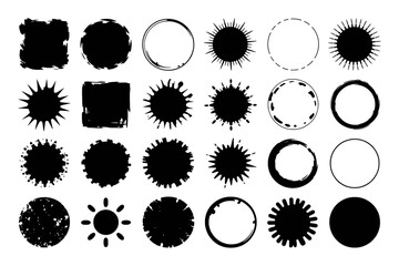 Collection of Black Grunge and Splatter Shapes and Circles