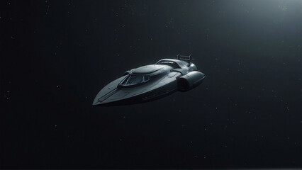 Futuristic spaceship in deep space exploring silence and space tourism challenges with subtle mood