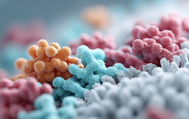 Close-up of complex enzyme active site binding with substrate in detailed illustration