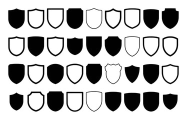 Collection of Shield Icons in Black and White