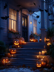 Obraz premium Halloween scary house scene card