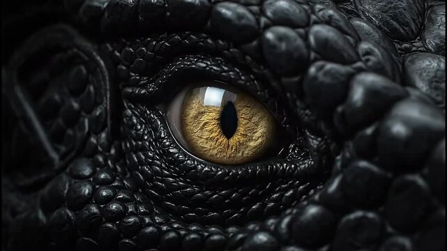 Intense reptilian eye gleams with ancient power, capturing a primal, predatory gaze in stunning detail, perfect for fantasy and adventure themes.