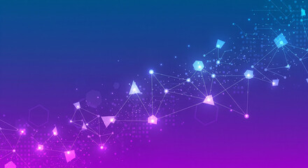 Digital Data Network: A vibrant digital abstract showcases interconnected nodes and lines, illustrating the essence of modern data flow and technological connectivity.