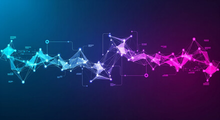 Digital Connectivity: A stunning graphic depicting the intricate web of digital connections, illuminated by a vibrant gradient of blue to pink.