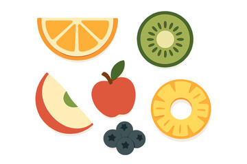 Colorful paper cut fruits arranged creatively on a light background for fun and design inspiration