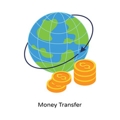Money Transfer Isometric Vector Illustration