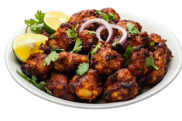 Hot masala fried chicken isolated on transparent background