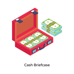 Cash Briefcase Isometric Vector Illustration