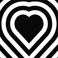 Concentric Love Hearts Black White Background