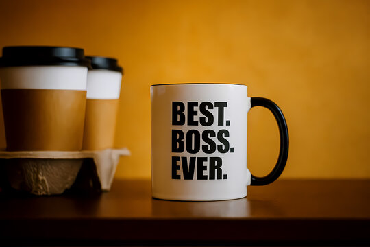 Best Boss Ever Coffee Mug Takeaway Cups Office Gift Appreciation Work Success Leadership Motivation Employee Workplace