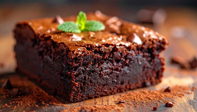 Close-up of a rich chocolate brownie