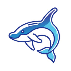 Obraz premium Killer whale icon with blue gradient design on white background 