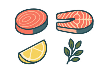 Salmon fillet and lemon slice alongside fresh herbs for healthy cooking inspiration