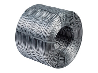 Steel wire coil for construction projects, fencing, industrial use, and DIY crafts. Durable, galvanized metallic material ensures strength and longevity.