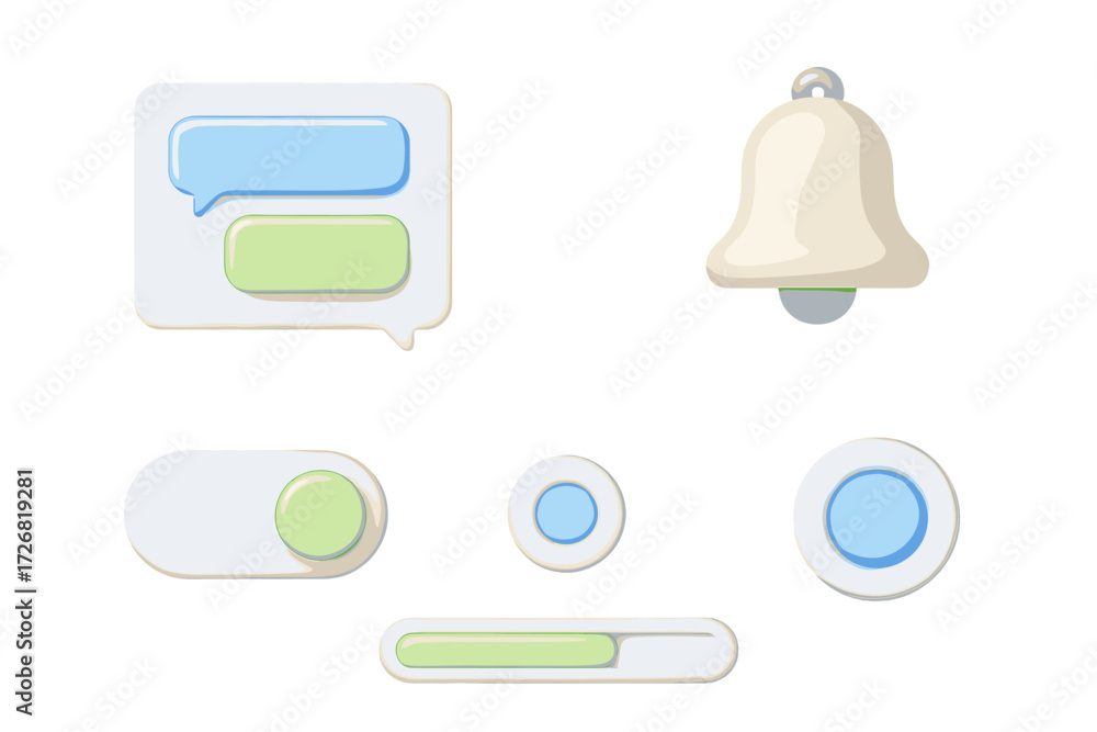 Aufkleber colorful messaging icons and buttons designed for user interface interactions in digital application