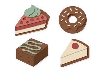 Assorted colorful desserts displayed in a neat arrangement showcasing different shapes and flavors