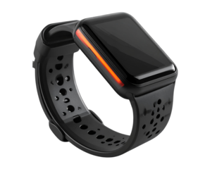  Sporty Fitness Tracker with Curved Band, Side Angle Perspective, isolated on transparent background
