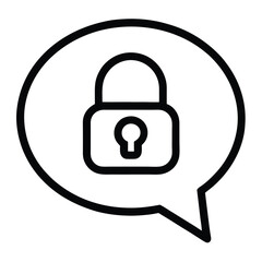 Secure Communication Vector Icon – Padlock in Chat Bubble