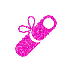 A bright pink glittery diploma scroll tied with a ribbon isolated on transparent background