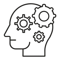 Human Head with Gears – Thinking Process Vector Icon