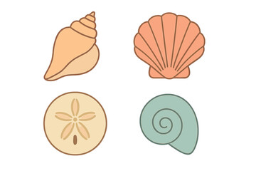Colorful collection of seashell designs showcasing different shapes and colors ideal for art projects and ocean-themed decor