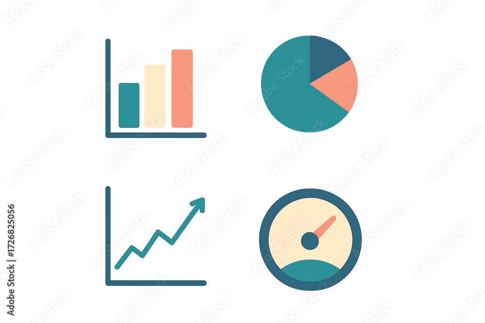 Poster visual representation of data analysis with charts and graphs in a modern design