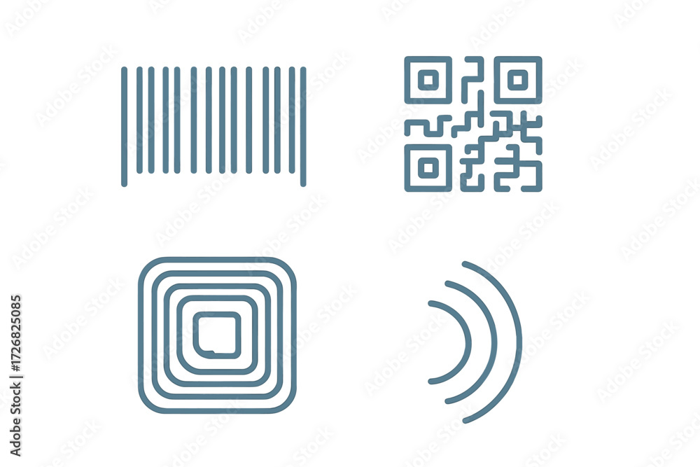 Poster various types of codes and symbols used for product identification and information access